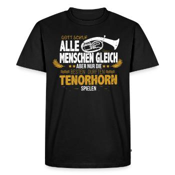 Tenorhornist Musikverein - Tenorhorn spielen - Männer Premium Bio T-Shirt - Schwarz - Vorne - Nico (187cm)