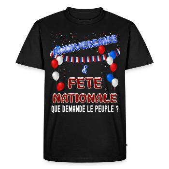 Juillet Fête Nationale Anniversaire Homme Ou Femme - T-shirt Premium bio Homme - noir - Devant - Nico (187cm)