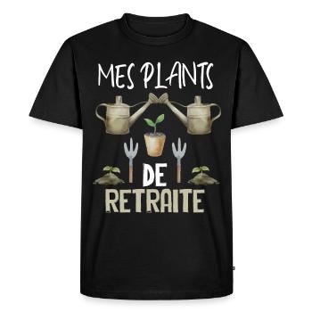 Mes plants de retraite Cadeau Départ Retraités - T-shirt Premium bio Homme - noir - Devant - Nico (187cm)