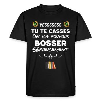 En On Va Bosser Départ Humour Collègue - T-shirt Premium bio Homme - noir - Devant - Nico (187cm)