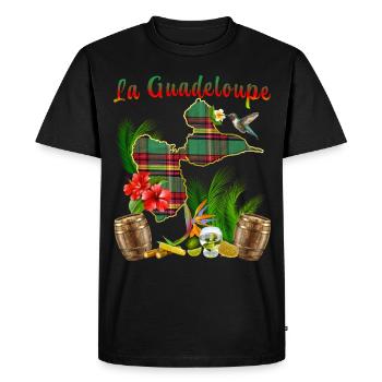 Guadeloupe Madras Tropicale Vacances - T-shirt Premium bio Homme - noir - Devant - Nico (187cm)