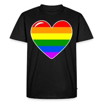 Coeur Amour Arc-en-ciel Drapeau - T-shirt Premium bio Homme - noir - Devant - Nico (187cm)