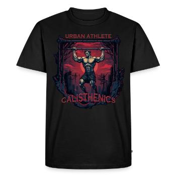 Cooler Urban Athlete Calisthenics Sportler - Männer Premium Bio T-Shirt - Schwarz - Vorne - Nico (187cm)