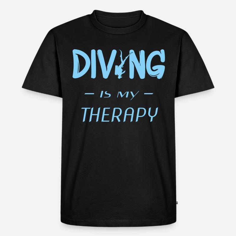 diving is my therapy - Männer Premium Bio T-Shirt - Schwarz
