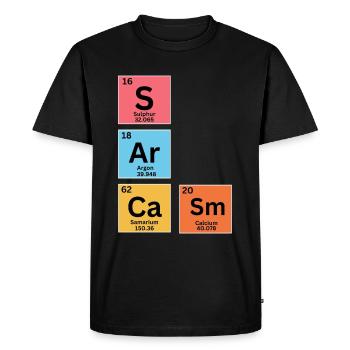 Tableau périodique du sarcasme - T-shirt Premium bio Homme - noir - Devant - Nico (187cm)