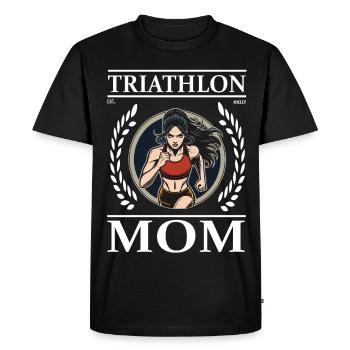 Maman triathlon - Maman et triathlète - T-shirt Premium bio Homme - noir - Devant - Nico (187cm)