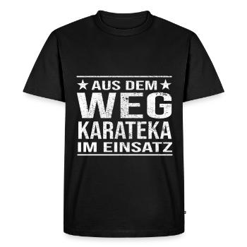 Out of the Way Karateka in Action Design - Men's Premium Organic T-Shirt - black - Front - Nico (187cm)