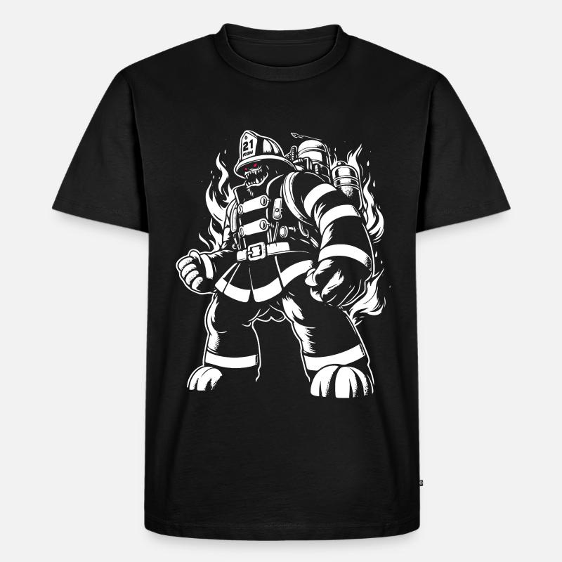 Monster Feuerwehrmann - Männer Premium Bio T-Shirt - Schwarz