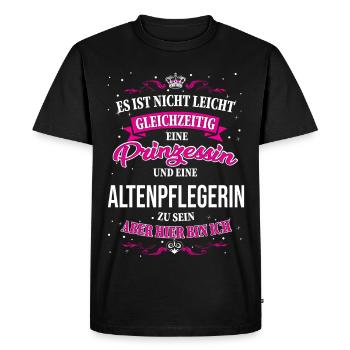une infirmière en gériatrie et une princesse - T-shirt Premium bio Homme - noir - Devant - Nico (187cm)