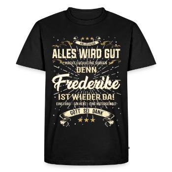 Tout ira bien car la tenue de Frederike Is Here - T-shirt Premium bio Homme - noir - Devant - Nico (187cm)