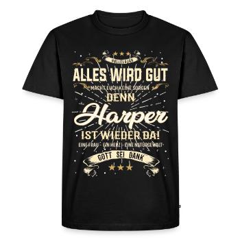 Everything Will Be Alright 'Cause Harper Is Here Outfit - Men's Premium Organic T-Shirt - black - Front - Nico (187cm)