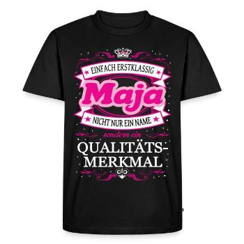 Caractéristique de qualité Maja tout simplement de première classe - T-shirt Premium bio Homme - noir - Devant - Nico (187cm)