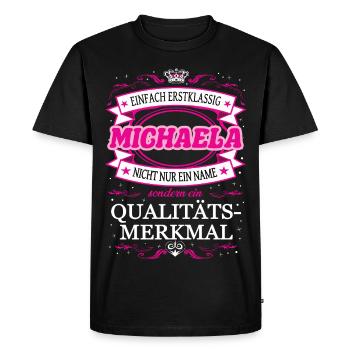 Caractéristique de qualité Michaela tout simplement de première classe - T-shirt Premium bio Homme - noir - Devant - Nico (187cm)