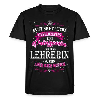 Pas facile d’être une enseignante et une princesse - T-shirt Premium bio Homme - noir - Devant - Nico (187cm)