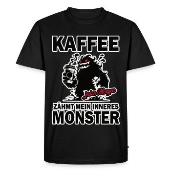 Le café dompte le monstre qui sommeille en moi - T-shirt Premium bio Homme - noir - Devant - Nico (187cm)