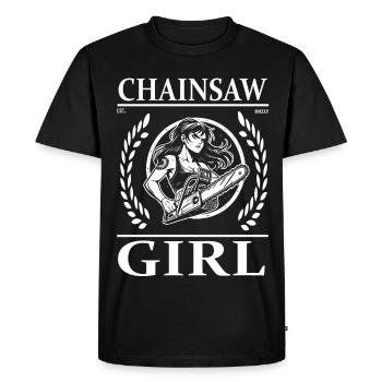 Cool Chainsaw Girl Design - Men's Premium Organic T-Shirt - black - Front - Nico (187cm)