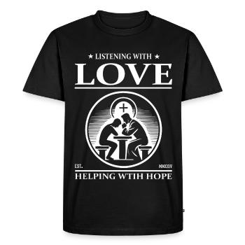 La pastorale – écouter, accompagner, donner de l’espérance - T-shirt Premium bio Homme - noir - Devant - Nico (187cm)