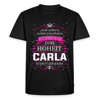 Votre Altesse Carla entre dans la pièce - T-shirt Premium bio Homme - noir - Devant - Nico (187cm)