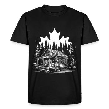 Canada Log Cabin Forest – Pure Nature Design - Men's Premium Organic T-Shirt - black - Front - Nico (187cm)