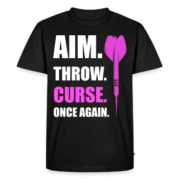 aim. throw. Dart Darts Gift - Men's Premium Organic T-Shirt - black - Front - Nico (187cm)