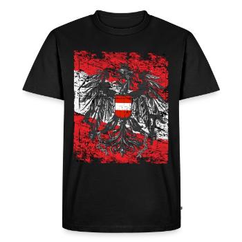 Autriche Chemise Drapeau Armoiries & Aigle - T-shirt Premium bio Homme - noir - Devant - Nico (187cm)