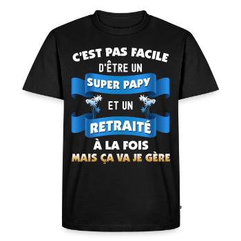 Super Papy Et Retraité Cadeau Ancien Collègue - T-shirt Premium bio Homme - noir - Devant - Nico (187cm)