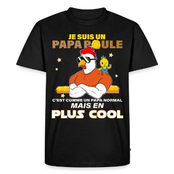 Papa Poule Et Son Poussin Cadeau Père Cool - T-shirt Premium bio Homme - noir - Devant - Nico (187cm)