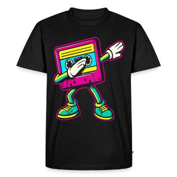 Années 80 Cassette Dabbing des années 90 - T-shirt Premium bio Homme - noir - Devant - Nico (187cm)
