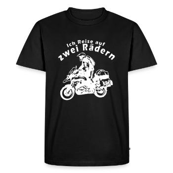 Je voyage sur deux roues - T-shirt Premium bio Homme - noir - Devant - Nico (187cm)