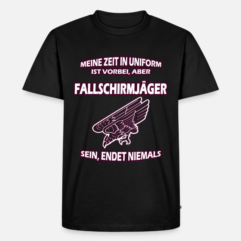 Bundeswehr Fallschirmjäger Barettabzeichen - Männer Premium Bio T-Shirt - Schwarz