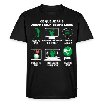 Golf passion joueur de golf temps libre - T-shirt Premium bio Homme - noir - Devant - Nico (187cm)