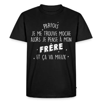 Frère moche humour frère et soeur - T-shirt Premium bio Homme - noir - Devant - Nico (187cm)