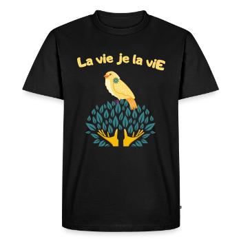La vie je la vie 1 - T-shirt Premium bio Homme - noir - Devant - Nico (187cm)
