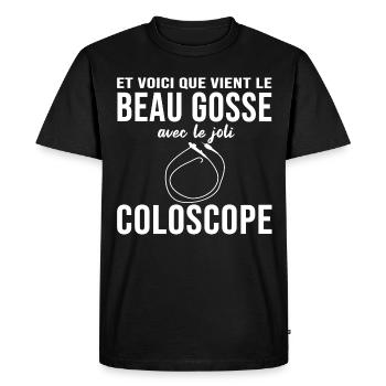 Médicin beau gosse type coloscope drôle cadeau - T-shirt Premium bio Homme - noir - Devant - Nico (187cm)