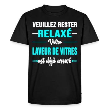 Laveur de vitres Nettoyeur de bâtiment cadeau - T-shirt Premium bio Homme - noir - Devant - Nico (187cm)