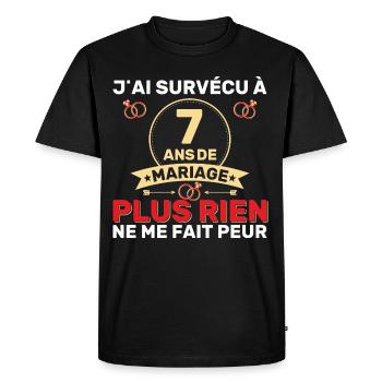 7 Ans De Mariage Noces De Coton Cadeau Mari 7eme - T-shirt Premium bio Homme - noir - Devant - Nico (187cm)