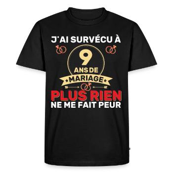 9 Ans De Mariage Noces De Coton Cadeau Mari 9eme - T-shirt Premium bio Homme - noir - Devant - Nico (187cm)