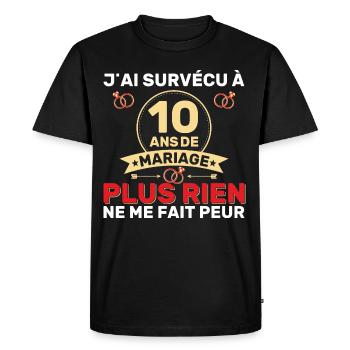 10 Ans De Mariage Noces De Coton Cadeau Mari 10eme - T-shirt Premium bio Homme - noir - Devant - Nico (187cm)