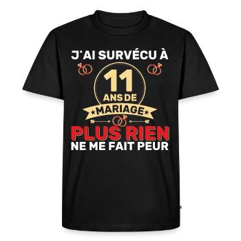 11 Ans De Mariage Noces De Coton Cadeau Mari 11eme - T-shirt Premium bio Homme - noir - Devant - Nico (187cm)