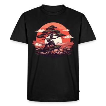 Bonsaï Coucher de soleil - T-shirt Premium bio Homme - noir - Devant - Nico (187cm)
