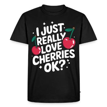 Cherries Cherries Fruits Food - Men's Premium Organic T-Shirt - black - Front - Nico (187cm)
