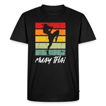 Retro Muay Thai MMA Martial Arts Thailand Boxing - Men's Premium Organic T-Shirt - black - Front - Nico (187cm)