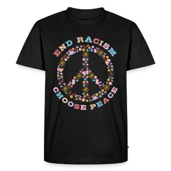 Halte au racisme, choisis la paix - T-shirt Premium bio Homme - noir - Devant - Nico (187cm)