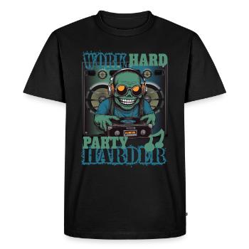Work hard party harder - Men's Premium Organic T-Shirt - black - Front - Nico (187cm)