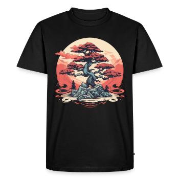 Bonsaï Coucher de soleil - T-shirt Premium bio Homme - noir - Devant - Nico (187cm)