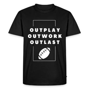 Rugby : Outwork. Déjouer. Survivre. - T-shirt Premium bio Homme - noir - Devant - Nico (187cm)