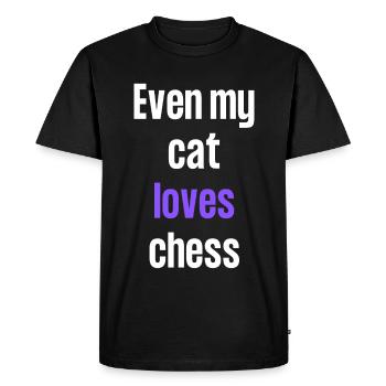 Même mon chat aime les échecs - T-shirt Premium bio Homme - noir - Devant - Nico (187cm)