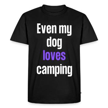 Même mon chien aime le camping - T-shirt Premium bio Homme - noir - Devant - Nico (187cm)