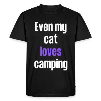 Even my cat loves camping - Men's Premium Organic T-Shirt - black - Front - Nico (187cm)