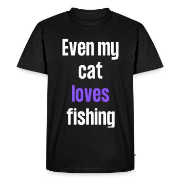 Even my cat loves fishing. - Men's Premium Organic T-Shirt - black - Front - Nico (187cm)